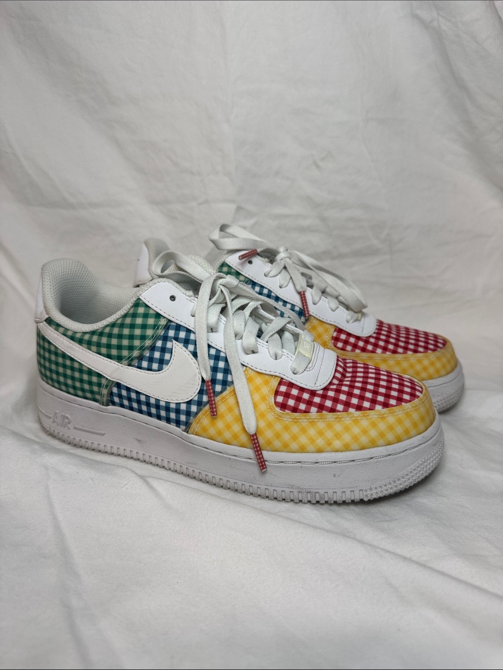 Nike women’s Gingham Multicolor Air Force 1 Low - Red, Yellow, Green, Blue